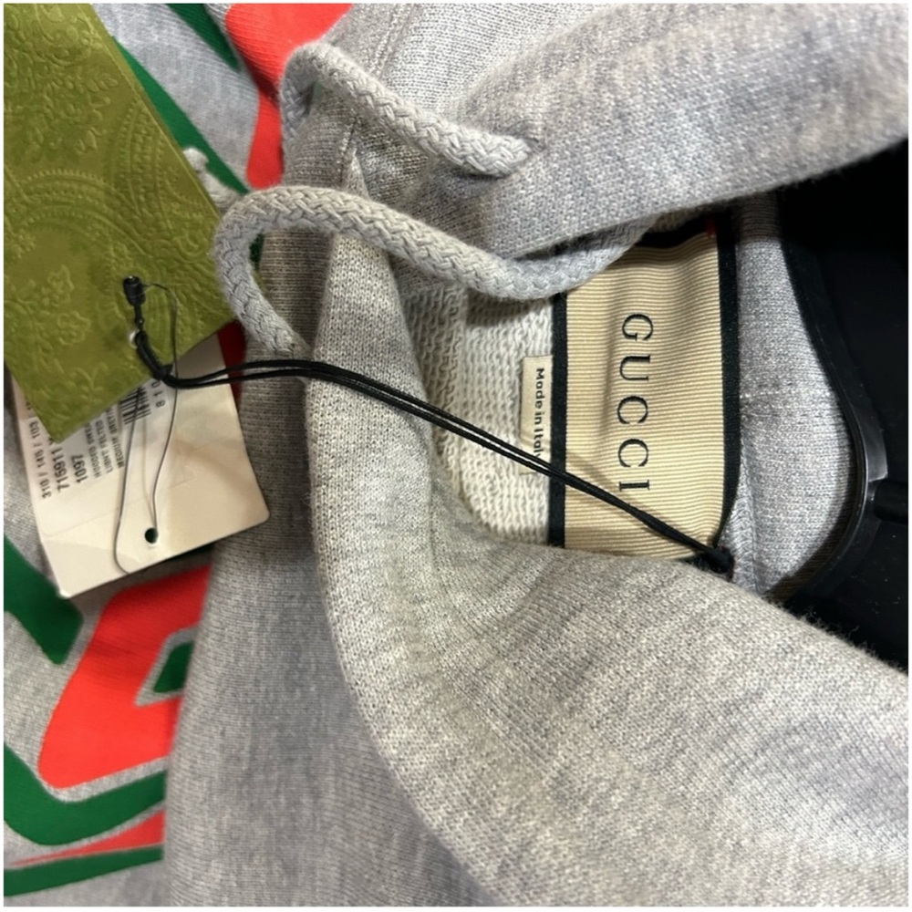 Gucci chain, print jersey, cotton hoodie, size XXL made in Italy - Picture 4 of 5